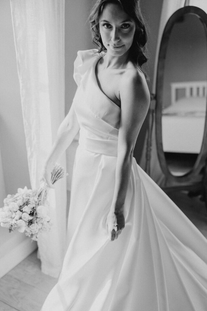 portrait de la mariée lors de son mariage au château de biscay