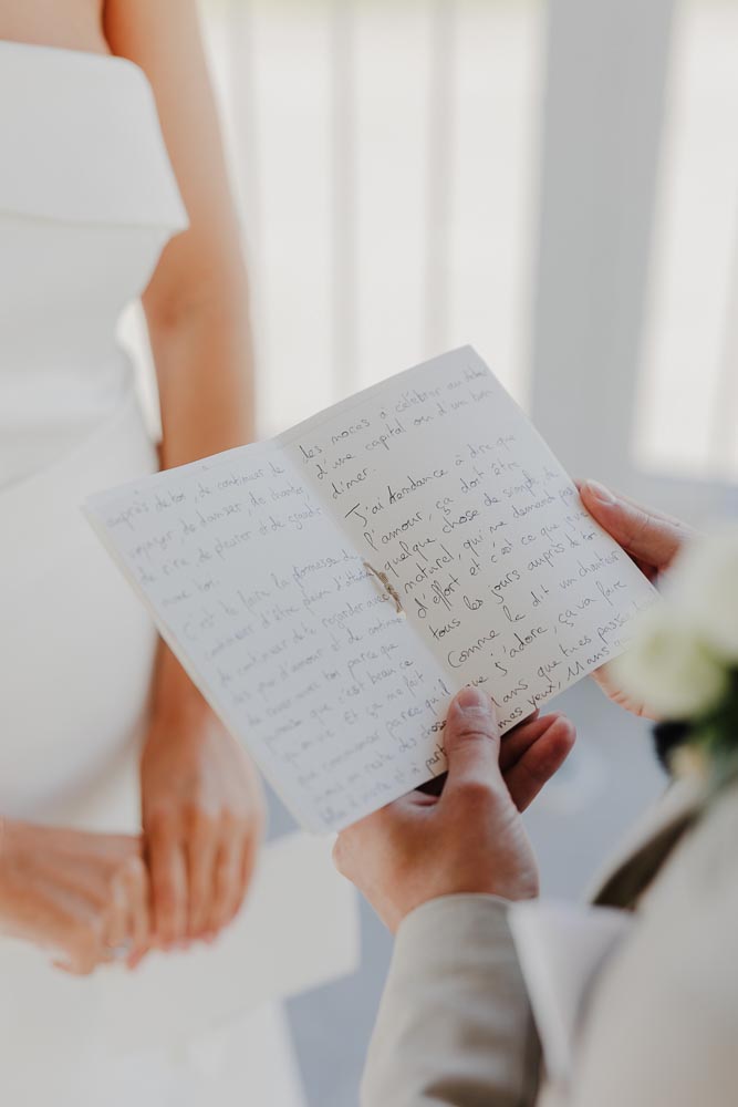 texte de voeux des mariés pendant leur first look au chateau biscay