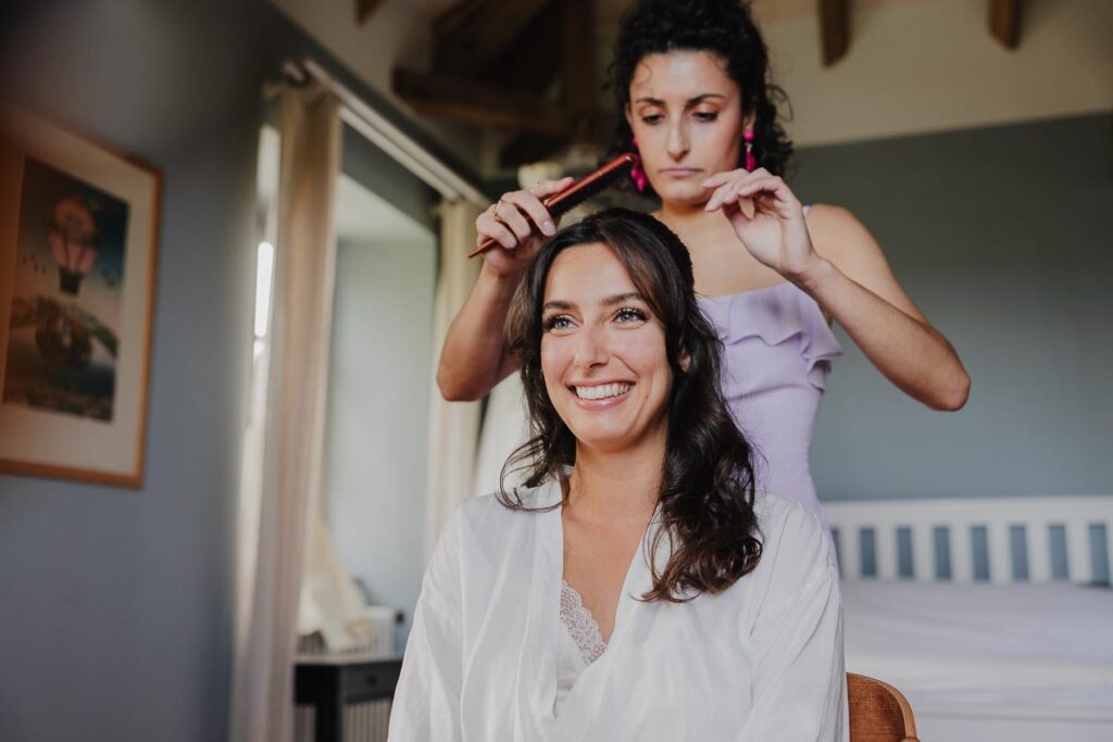 coiffure de la mariée au mariage de biscay